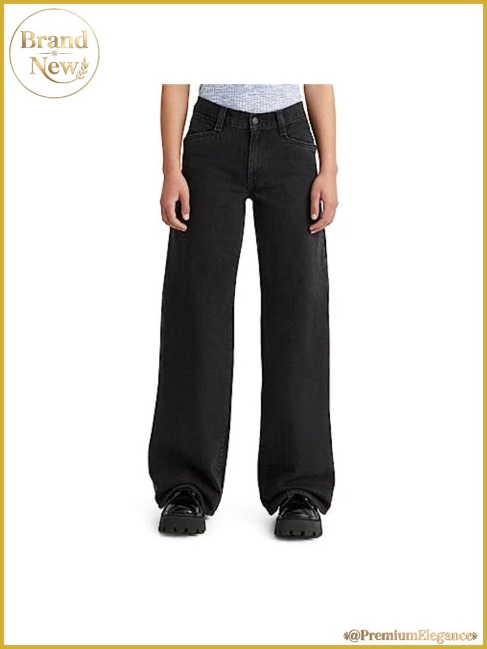 Baggy Wide Leg Mid Rise Jeans Non-Stretch Relaxed Fit 31 Inseam Cotton